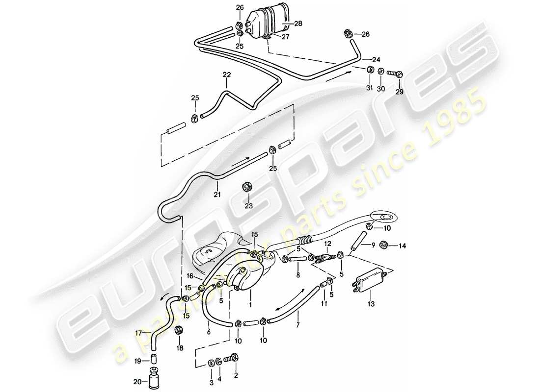 porsche 911 (1983) tank ventilation part diagram