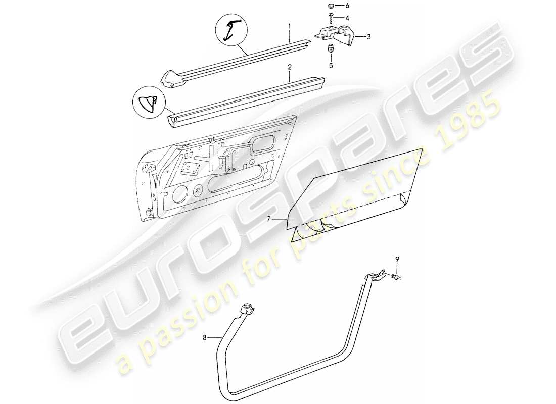 porsche 964 (1991) seal strip - doors part diagram