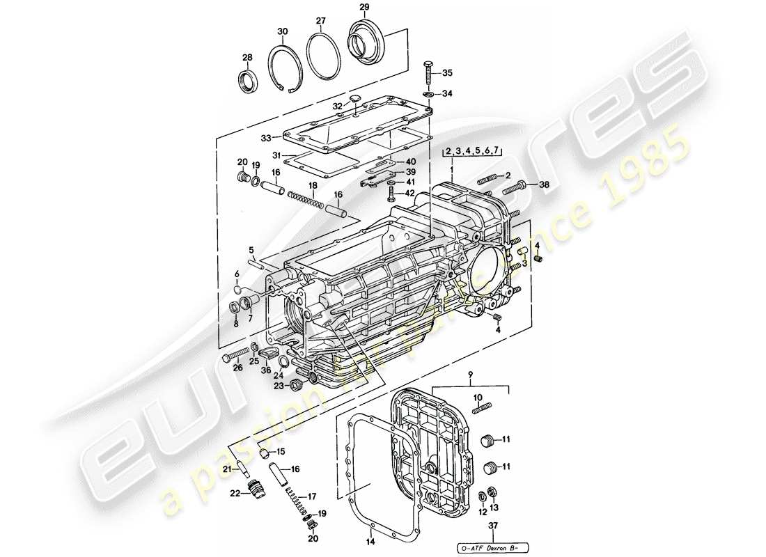 porsche 928 (1978) replacement transmission - transmission case - manual gearbox part diagram