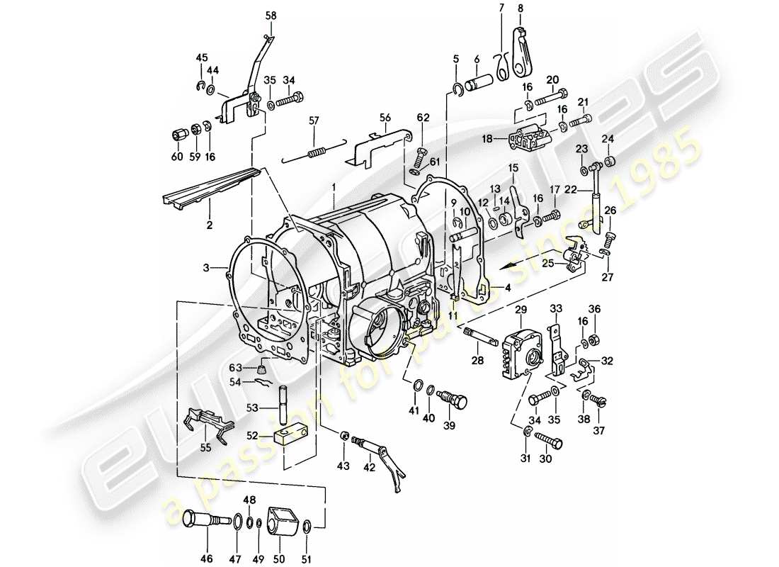 porsche 928 (1983) automatic transmission - transmission case - 2 - d - mj 1983>> - mj 1983 part diagram