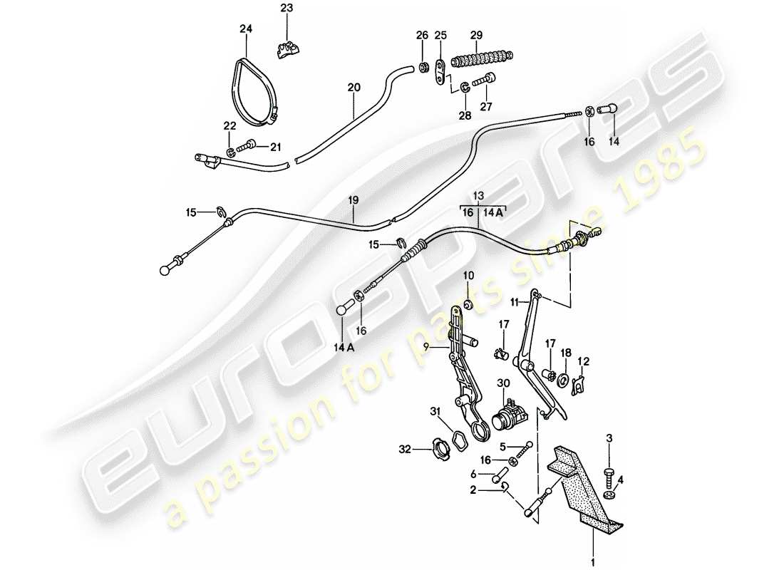 porsche 928 (1981) throttle control parts diagram