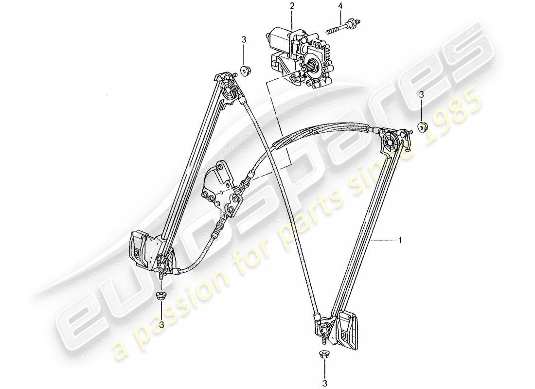 porsche 996 (2004) window regulator parts diagram