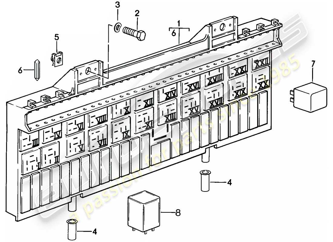 porsche 928 (1983) fuse box/relay plate - relay - fuse - d >> - mj 1984 parts diagram