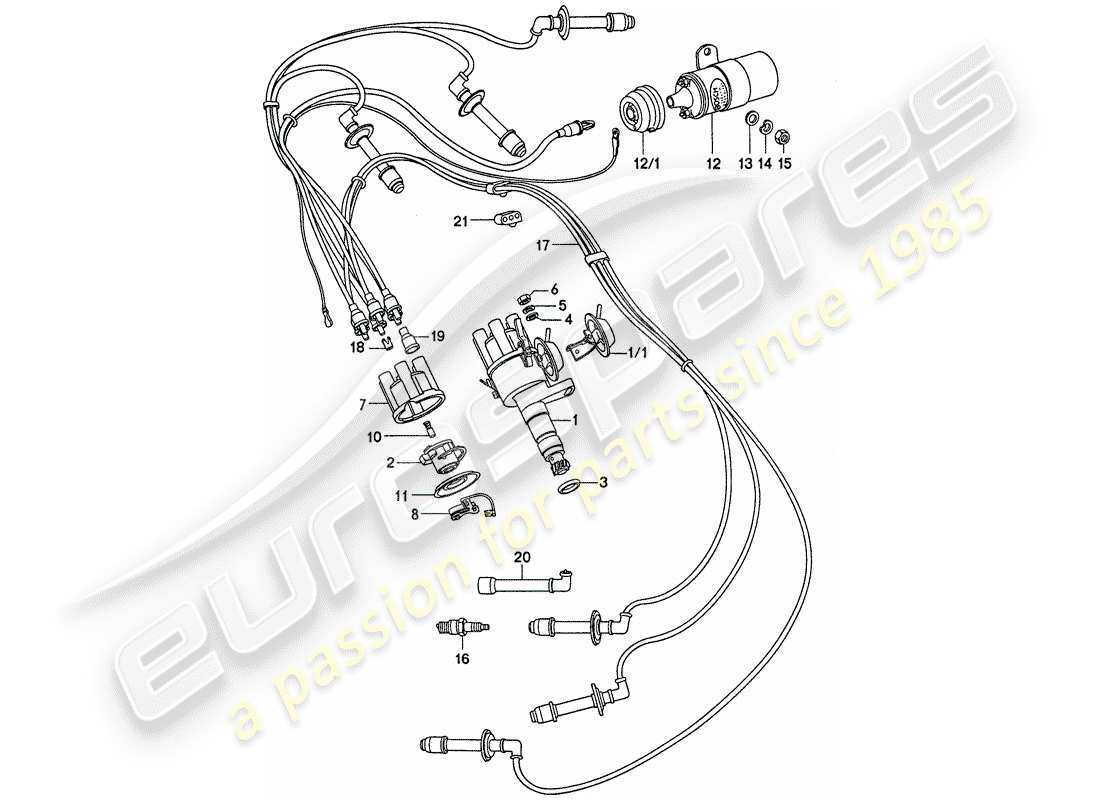 porsche 911 (1977) engine electrics part diagram