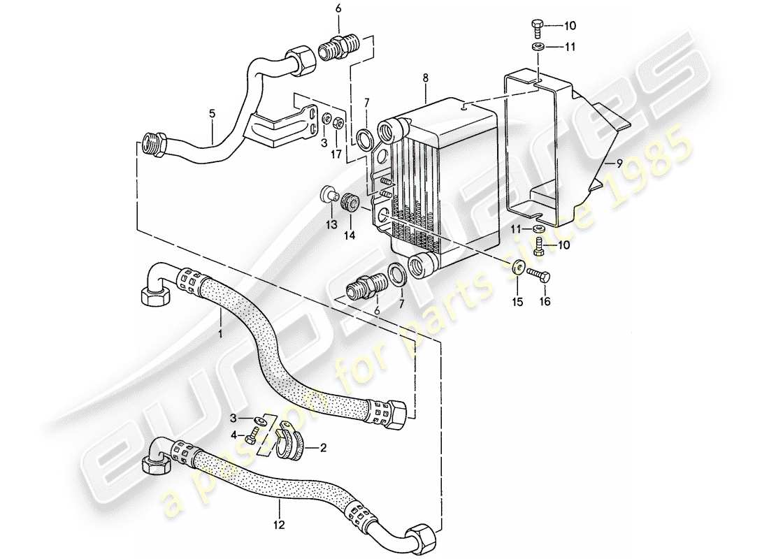 porsche 944 (1989) oil cooling part diagram