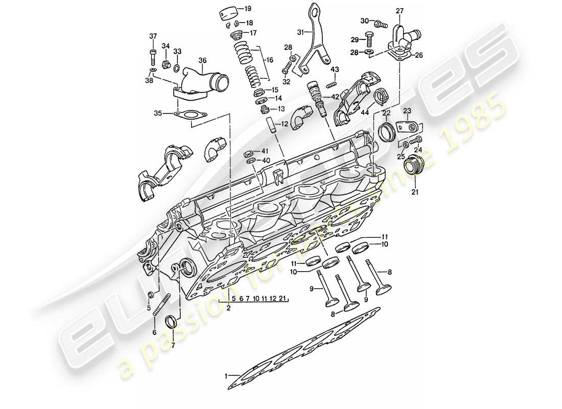 porsche 944 (1989) cylinder head - valves part diagram