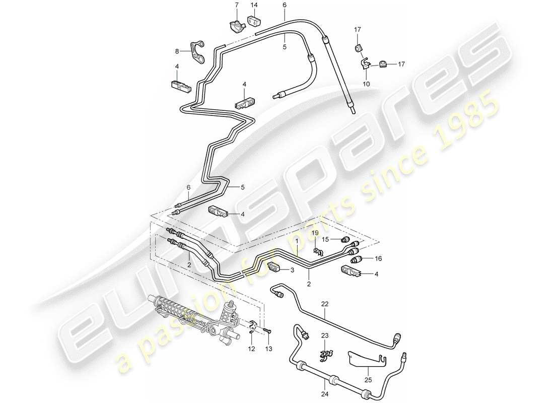 porsche 997 t/gt2 (2009) power steering parts diagram