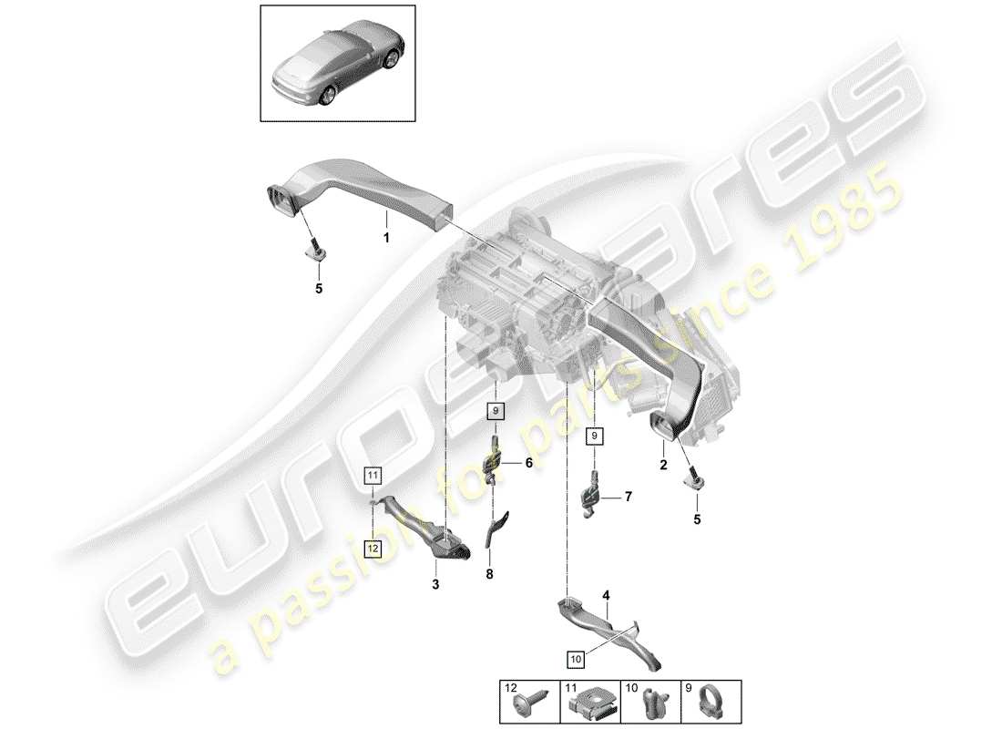porsche panamera 971 (2020) air duct parts diagram