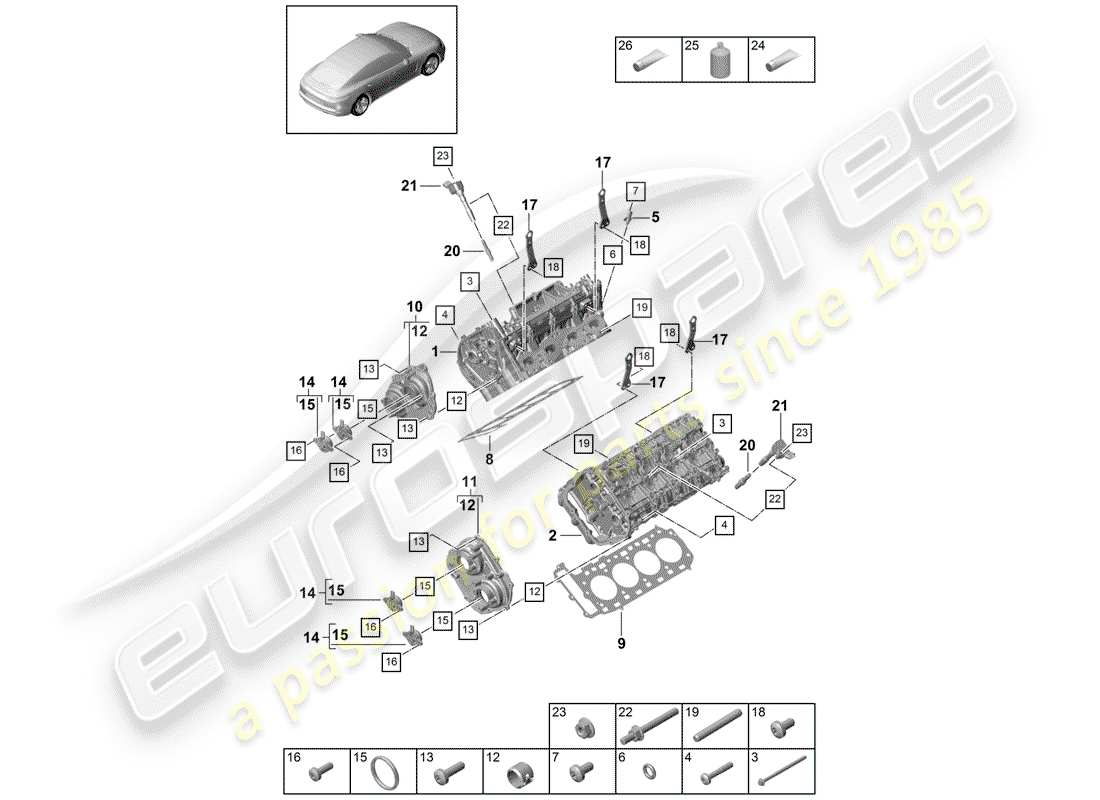 porsche panamera 971 (2019) cylinder head parts diagram