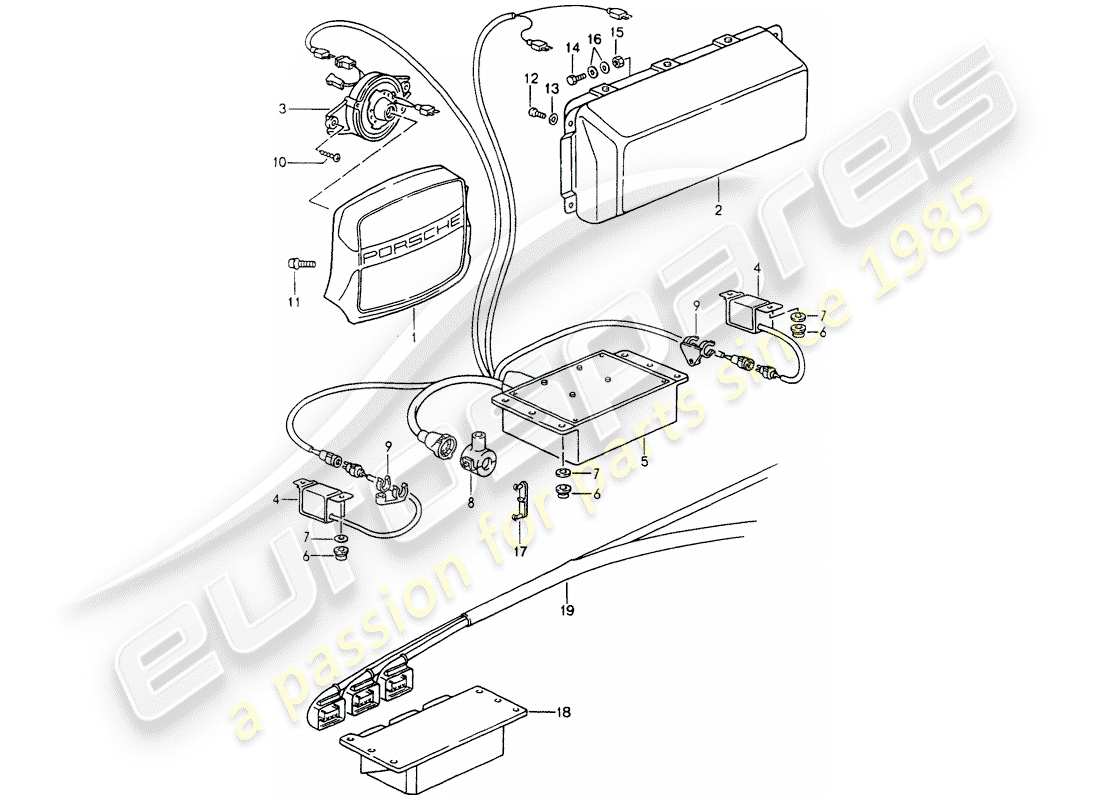 porsche 964 (1990) airbag part diagram