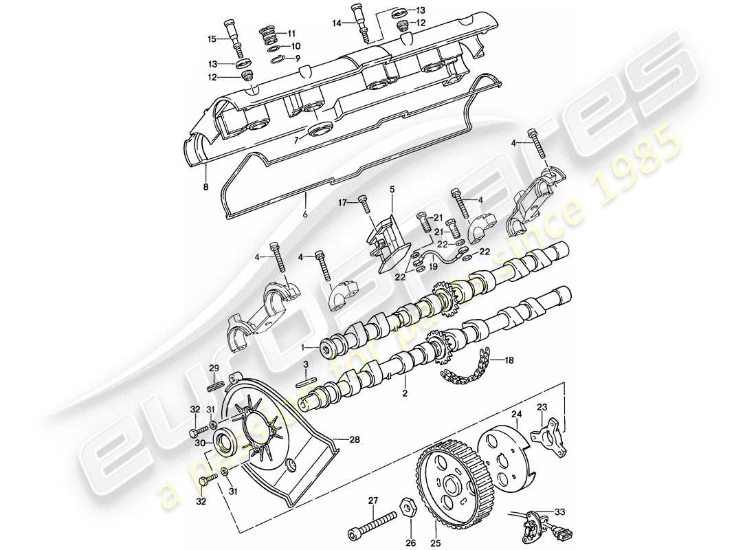 porsche 944 (1988) camshaft parts diagram