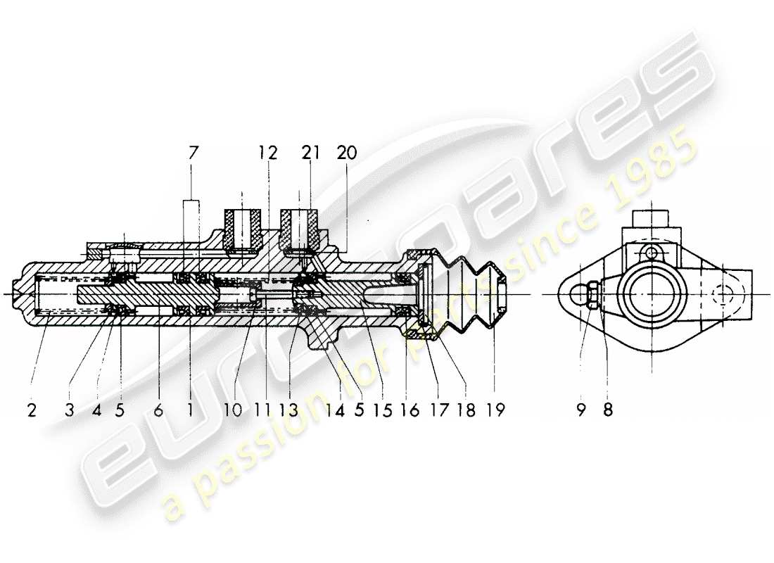 porsche 911/912 (1967) brake master cylinder - $ 19,05 - without: - warning function - single parts - d - mj 1969>> - mj 1969 part diagram