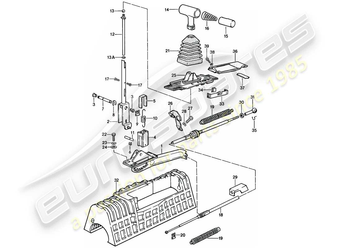 porsche 928 (1981) shift mechanism - automatic transmission parts diagram