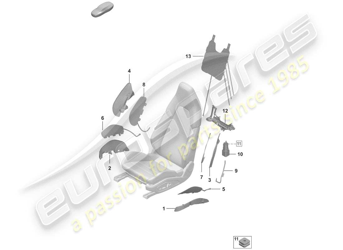 porsche 2020 pneumatic components for seat parts diagram