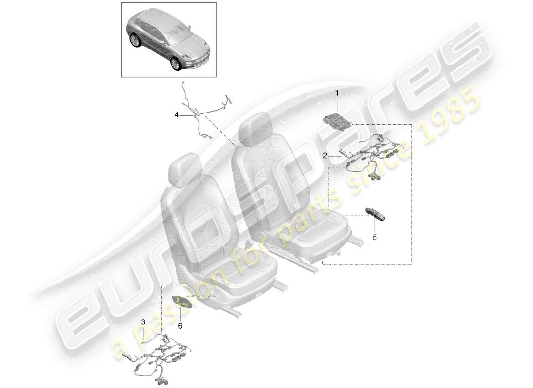 porsche macan (2020) electrics parts diagram