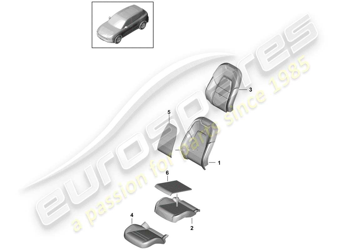 porsche cayenne e3 (2019) foam part part diagram