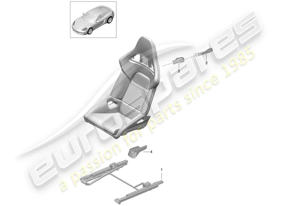 porsche 718 cayman (2018) seat parts diagram