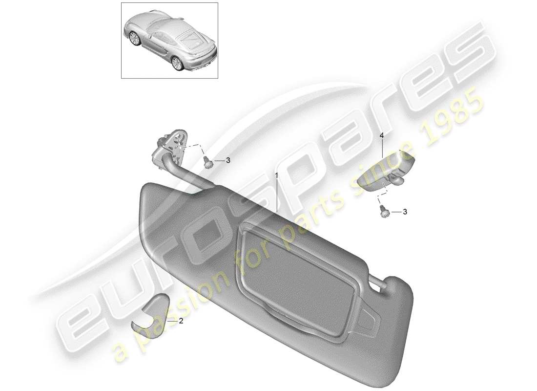 porsche 2016 sun vizors part diagram