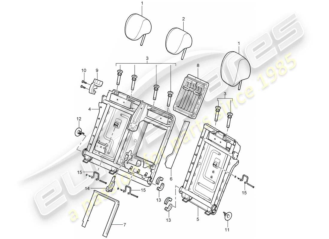 porsche cayenne (2010) headrest part diagram