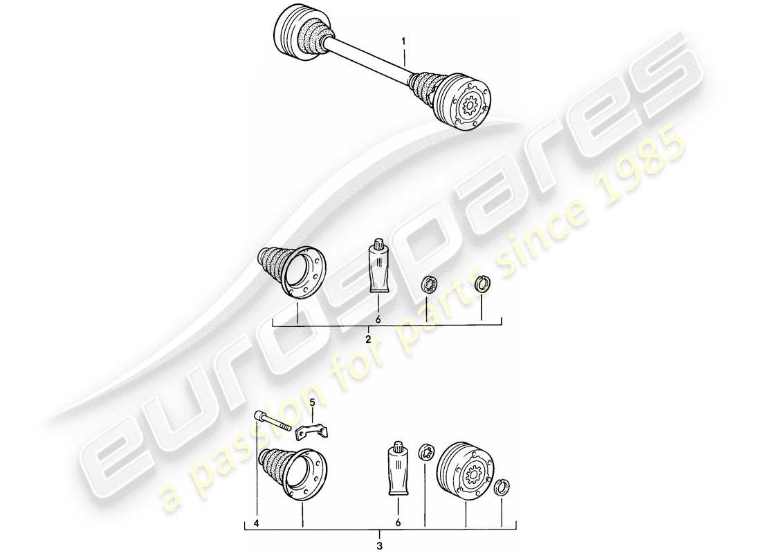 porsche 944 (1984) drive shaft parts diagram