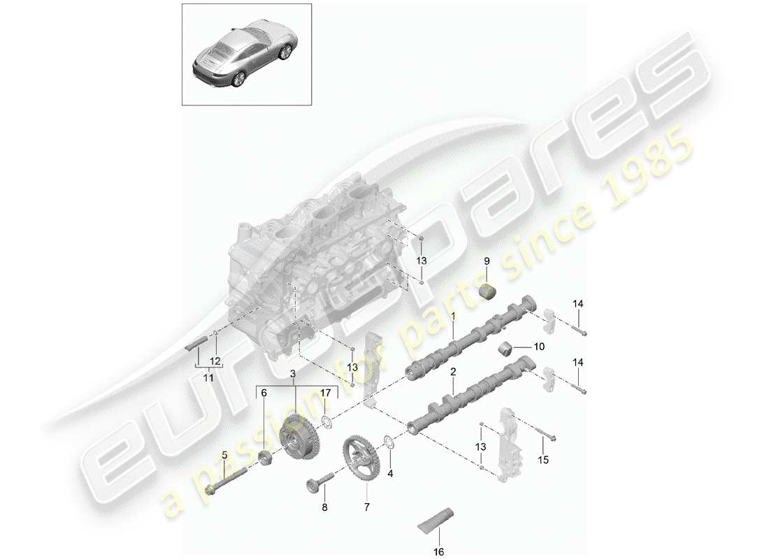 porsche 991 (2012) camshaft parts diagram