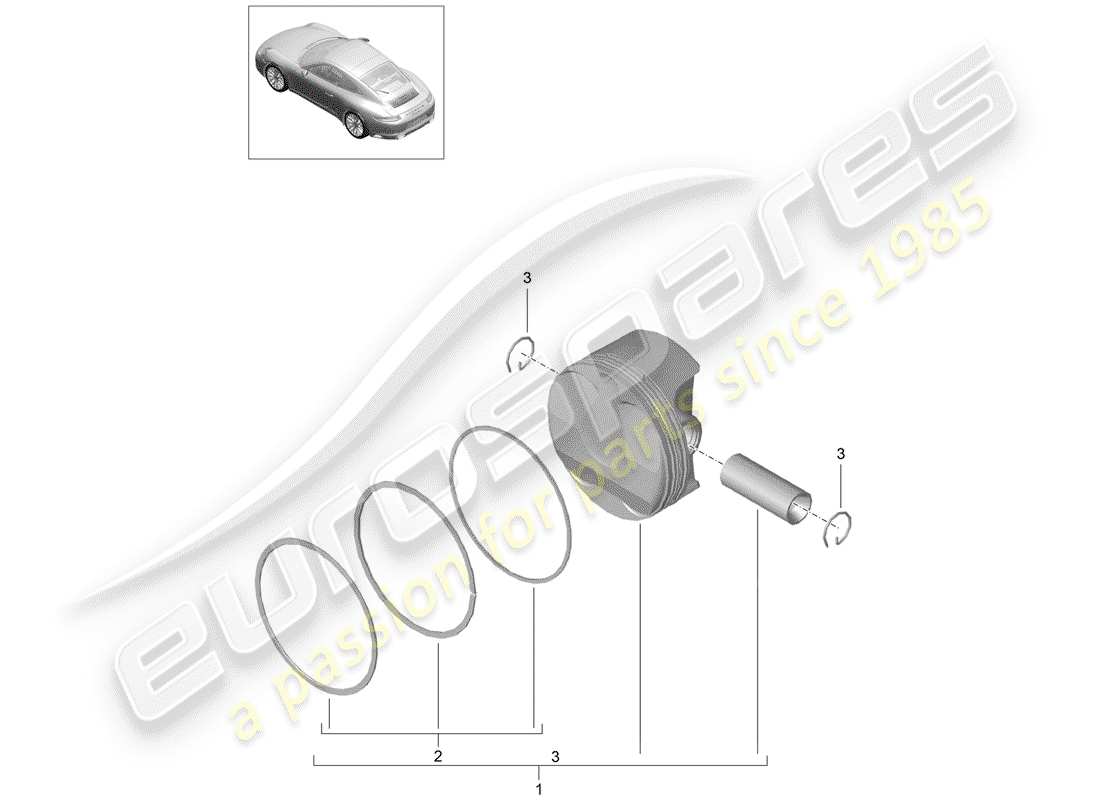 porsche 991 gen. 2 (2018) piston parts diagram