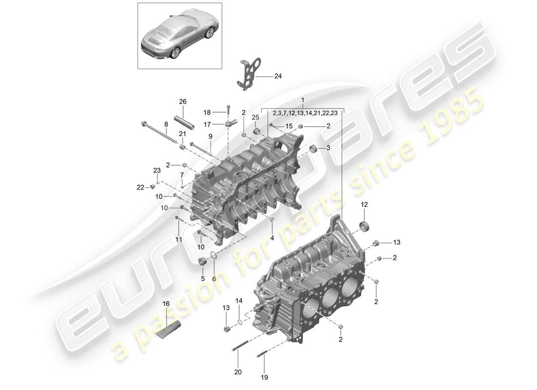 porsche 991 gen. 2 (2019) crankcase part diagram