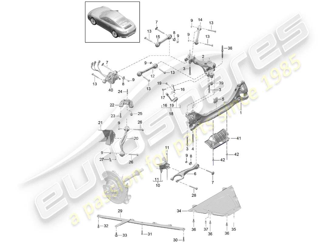 porsche 991 gen. 2 (2019) rear axle part diagram