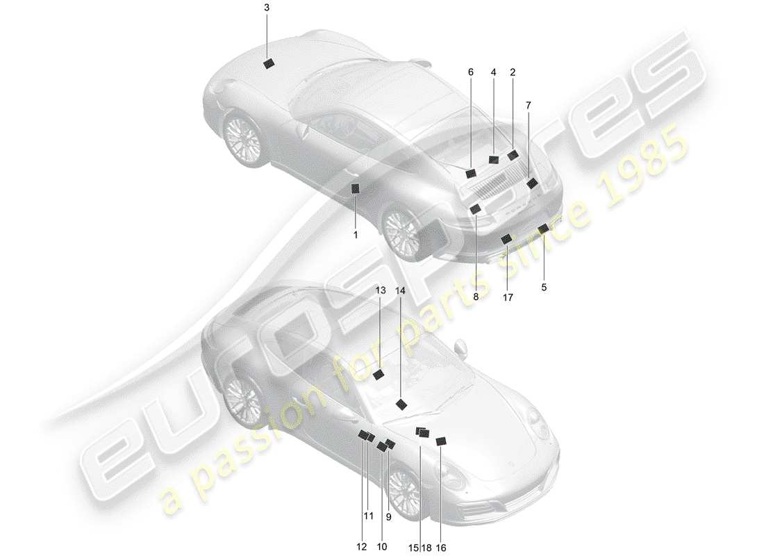 porsche 991 gen. 2 (2019) signs/notices part diagram