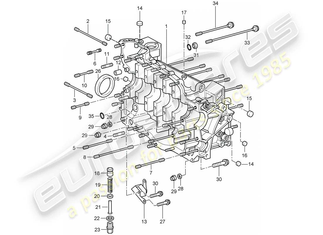 porsche 997 t/gt2 (2007) crankcase parts diagram