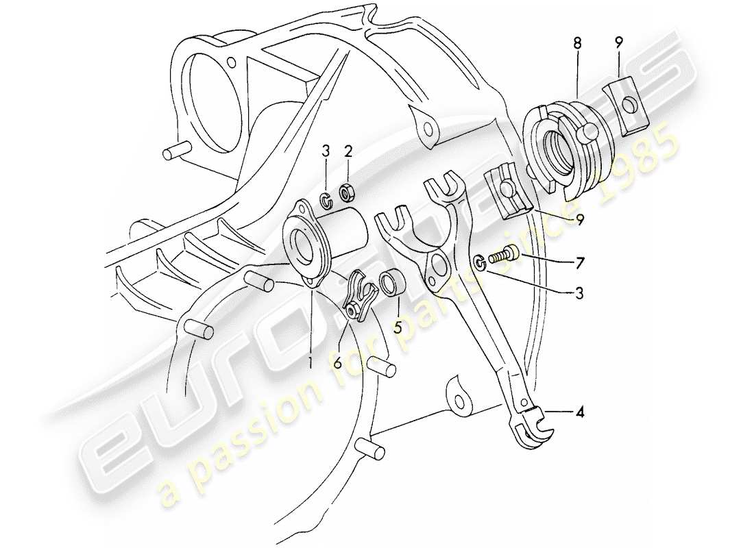 porsche 911/912 (1966) clutch release parts diagram