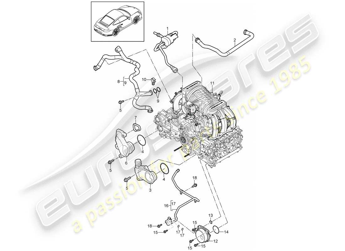 porsche 911 t/gt2rs (2012) crankcase parts diagram