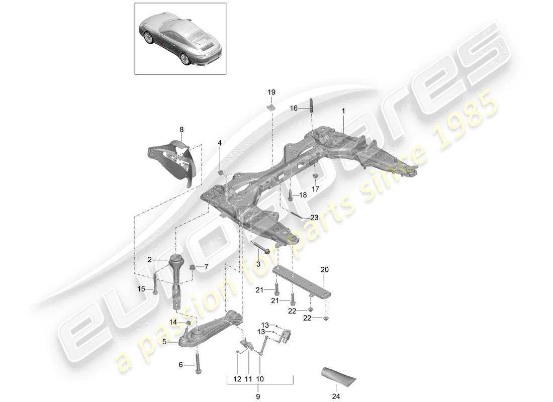 porsche 991 gen. 2 (2019) cross member part diagram