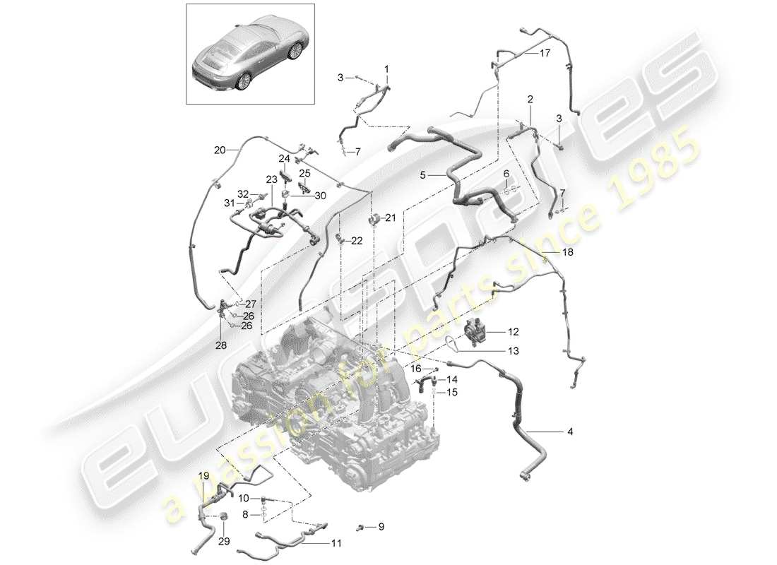 porsche 991 gen. 2 (2019) crankcase breather part diagram