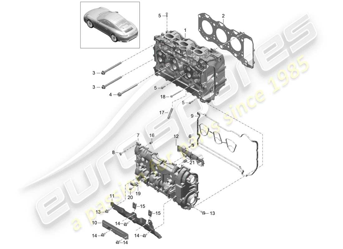 porsche 991 gen. 2 (2019) cylinder head part diagram