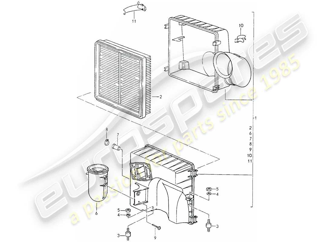 porsche 964 (1990) air cleaner part diagram