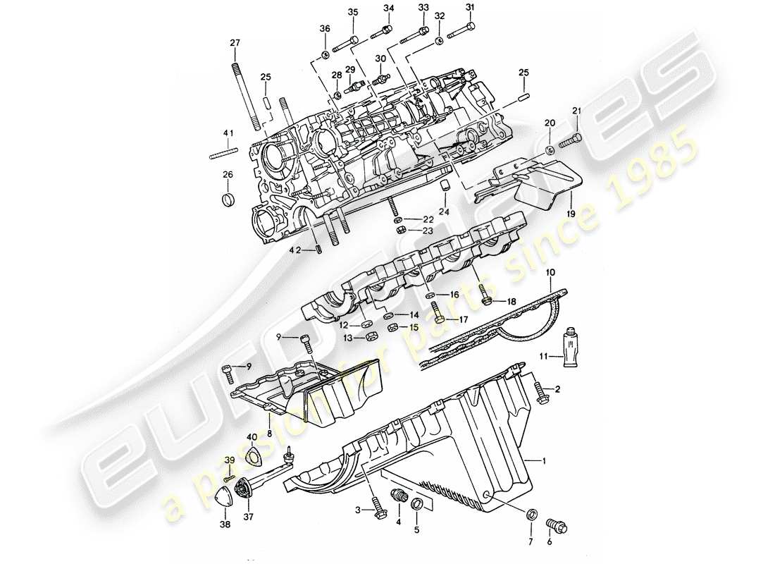 porsche 968 (1994) crankcase - fasteners part diagram