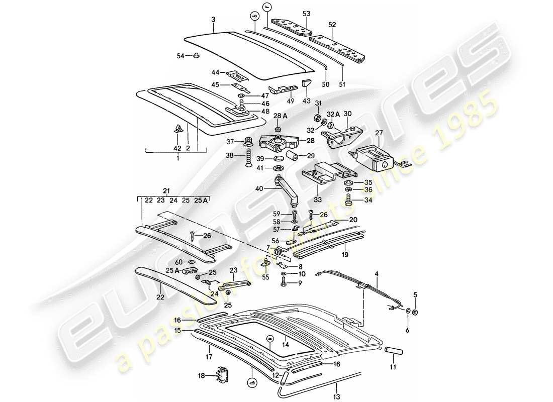 porsche 911 (1985) sunroof part diagram