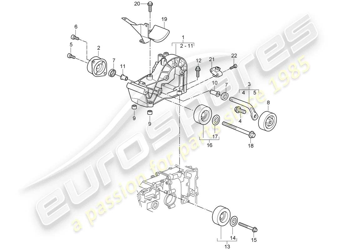 porsche cayman 987 (2006) belt tensioner parts diagram