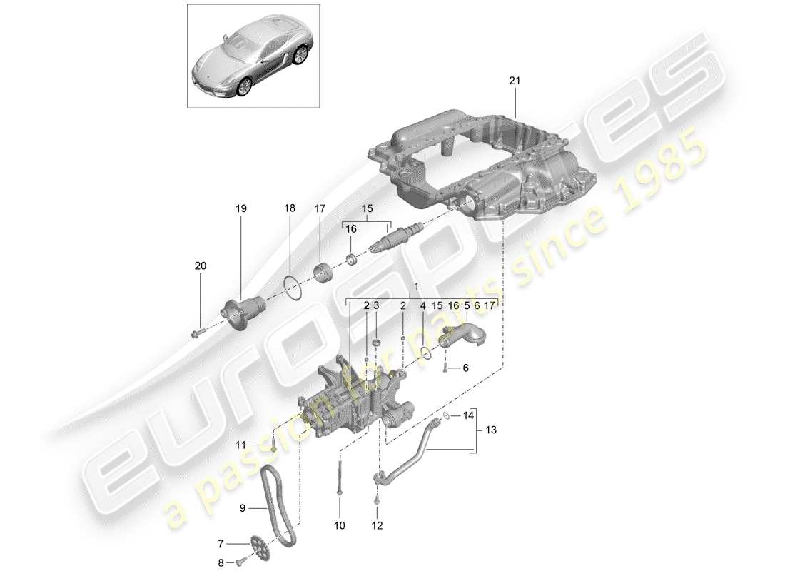porsche cayman 981 (2014) oil pump parts diagram