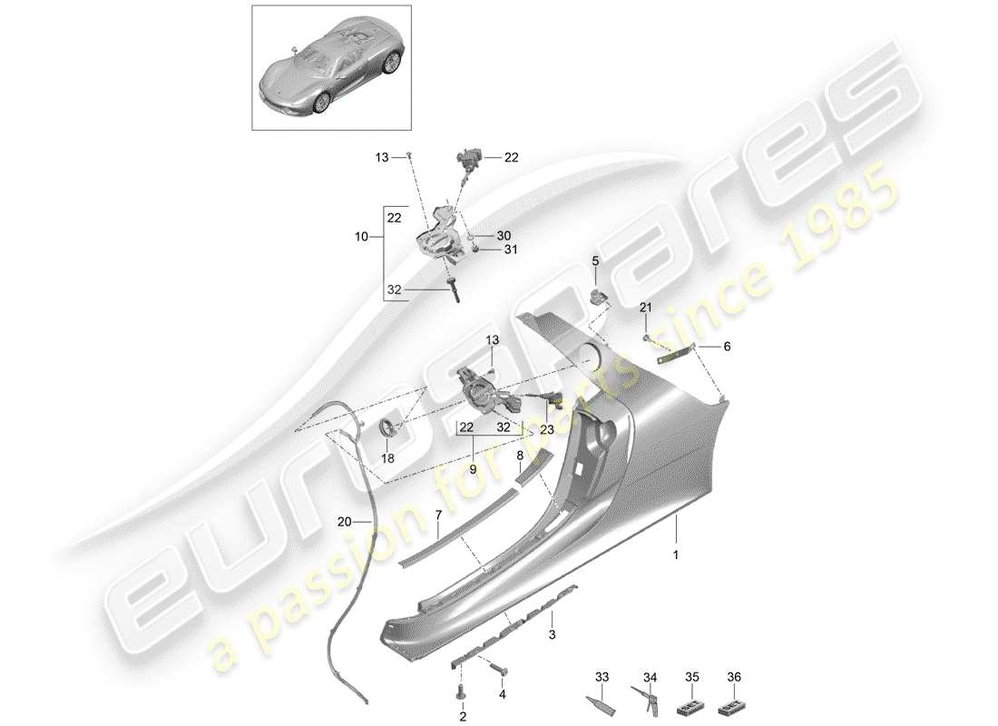 porsche 918 spyder (2015) sill parts diagram