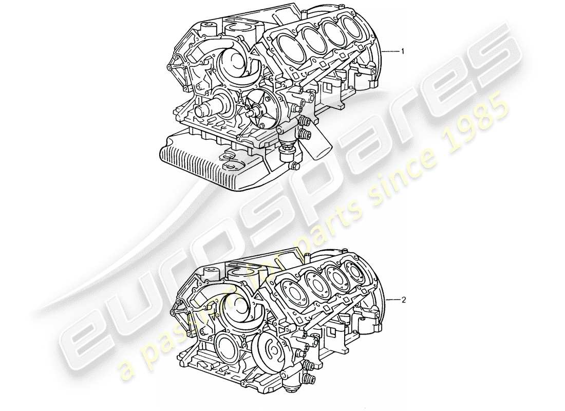 porsche 928 (1995) replacement engine - short engine - crankcase part diagram