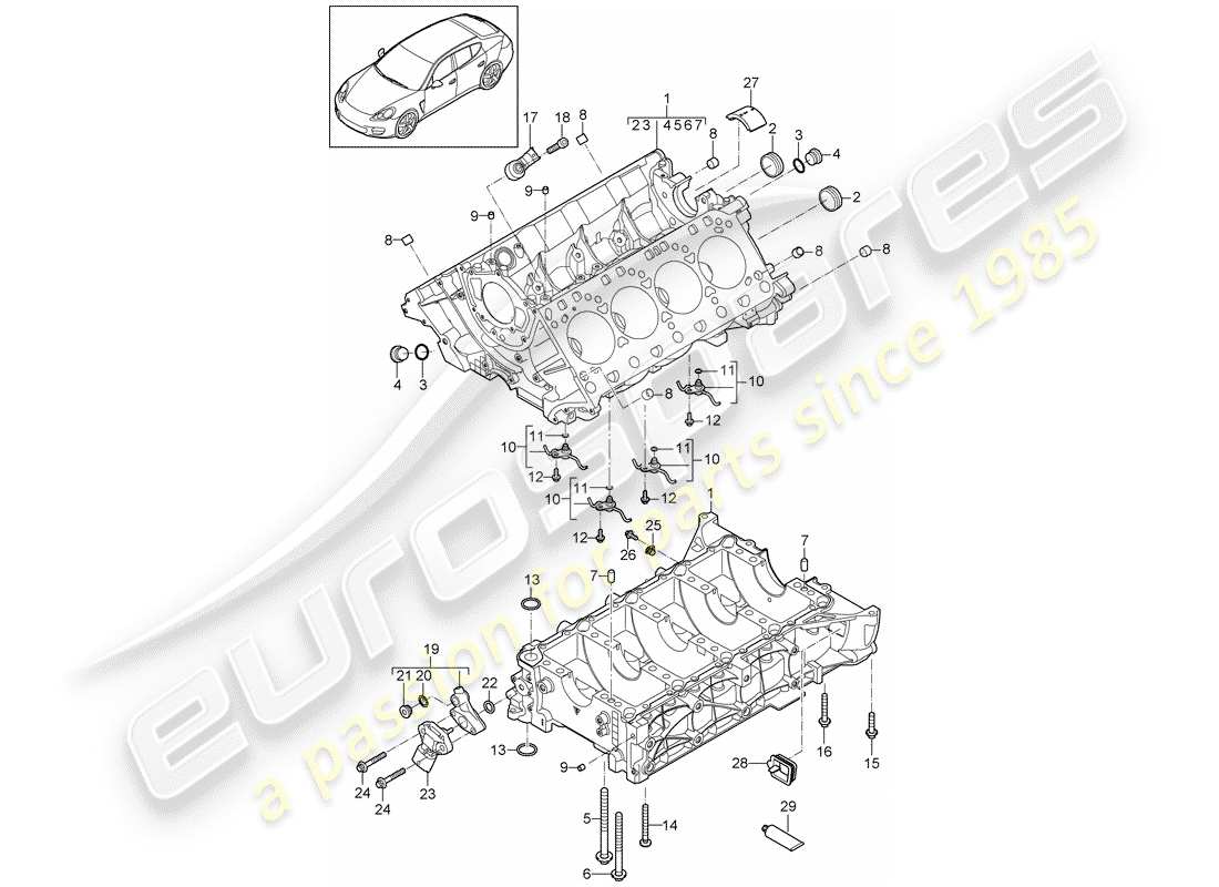 porsche panamera 970 (2016) crankcase part diagram