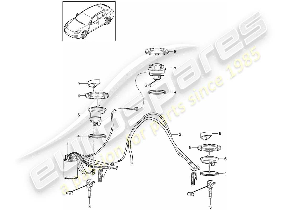 porsche panamera 970 (2016) fuel tank part diagram