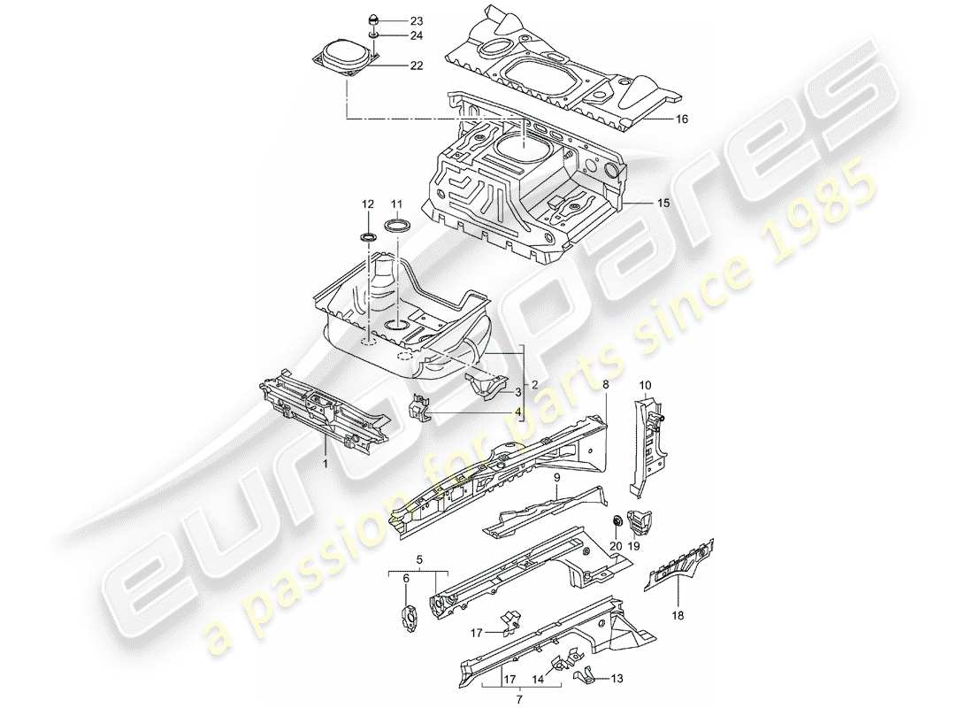 porsche 996 t/gt2 (2003) front end - single parts parts diagram