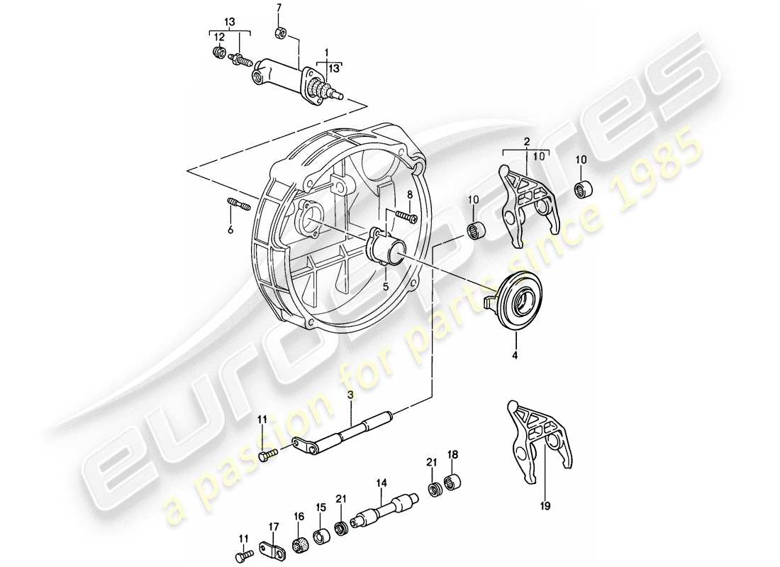 porsche 911 (1989) clutch release - hydraulic part diagram