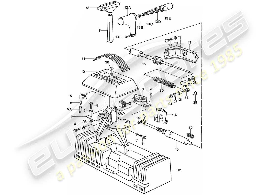 porsche 924 (1980) shift mechanism - automatic transmission part diagram