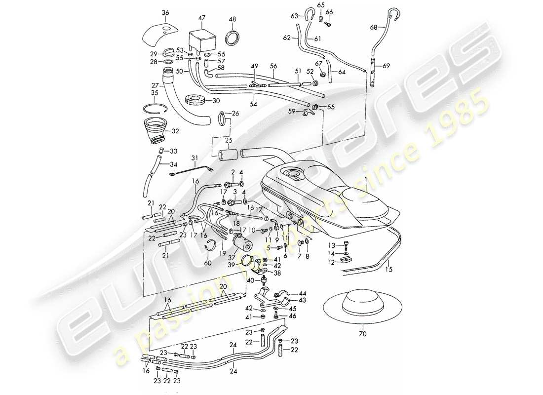 porsche 911/912 (1967) fuel system part diagram