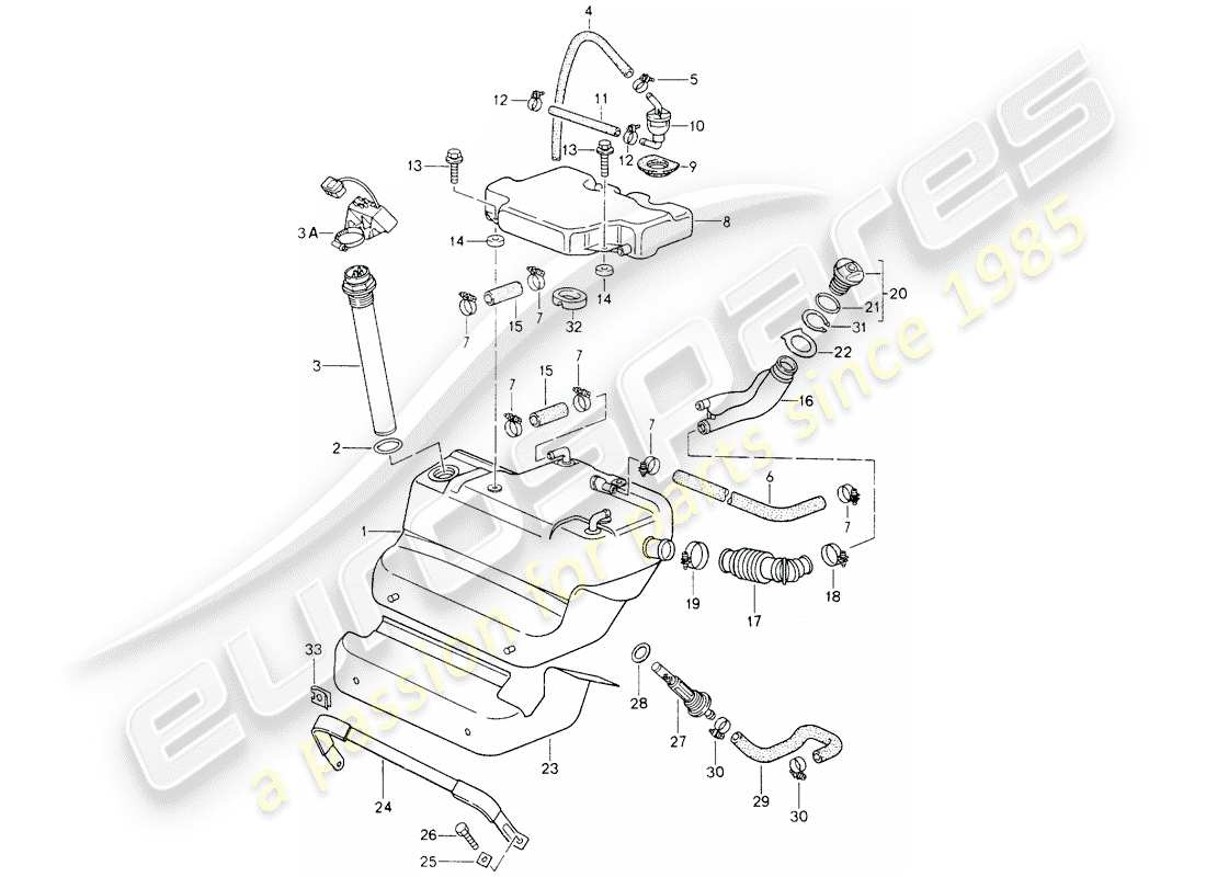 porsche 964 (1990) fuel tank part diagram