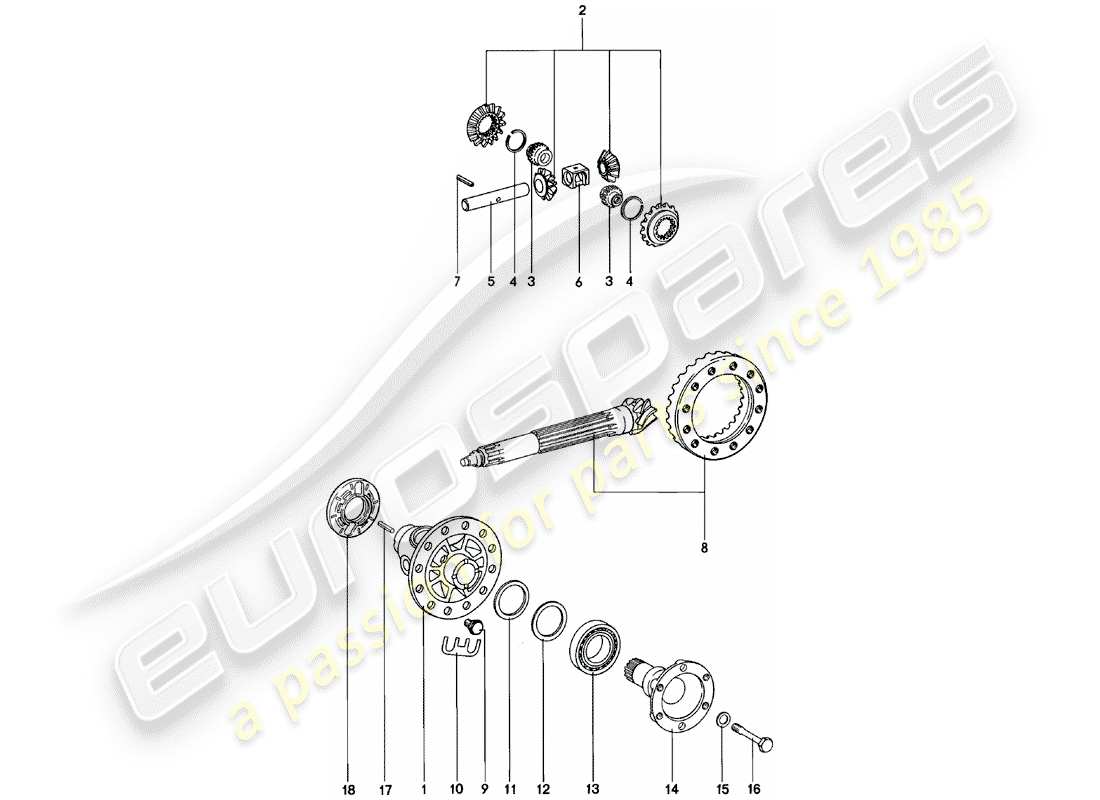 porsche 911 (1983) differential - spm parts diagram